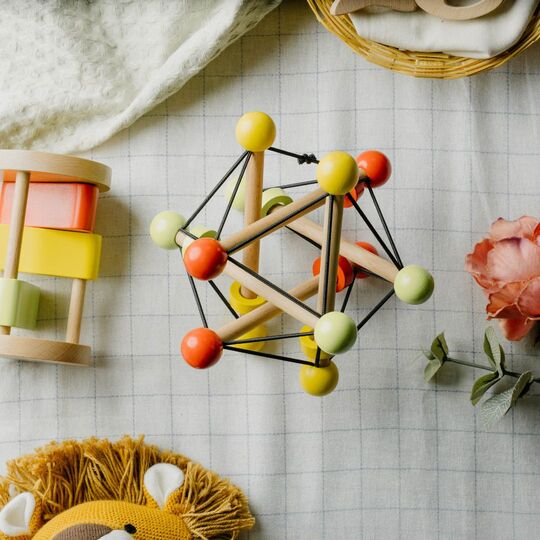 Skwish Wooden Baby Rattle | Teether Grasping Activity Toy
