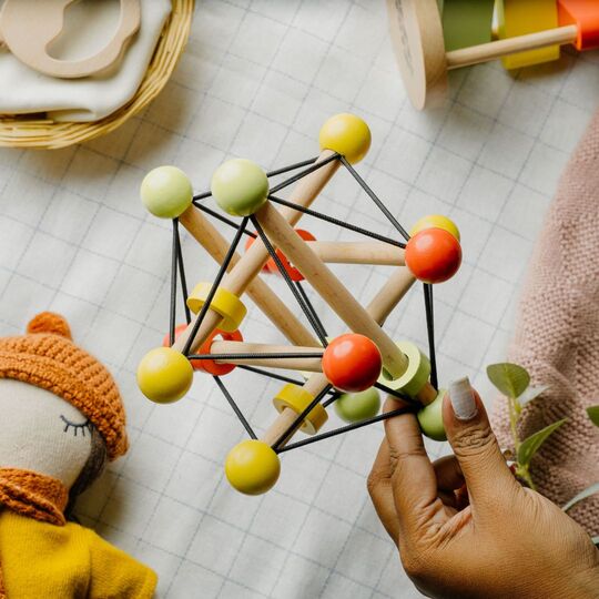 Skwish Wooden Baby Rattle | Teether Grasping Activity Toy