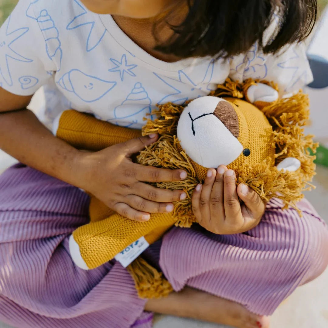 Leo the Lion | Knitted Cotton Animal Plush Toy for Kids