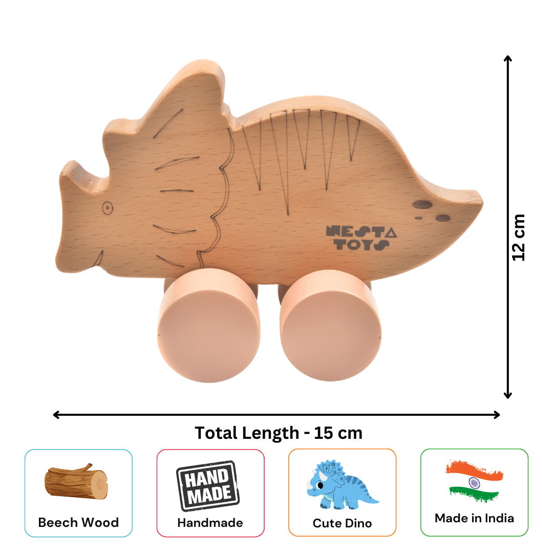 Wooden Dinosaur Car Toy