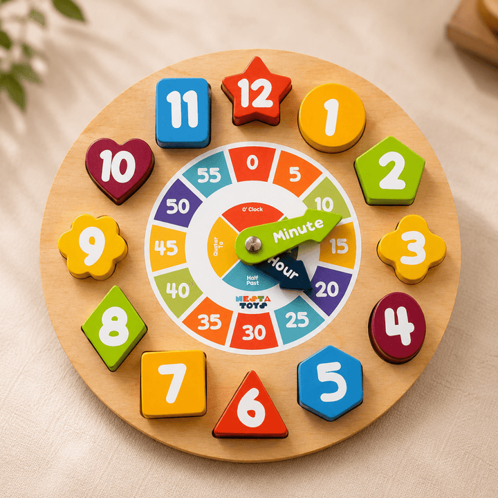 Wooden Shape Sorting Clock Toy