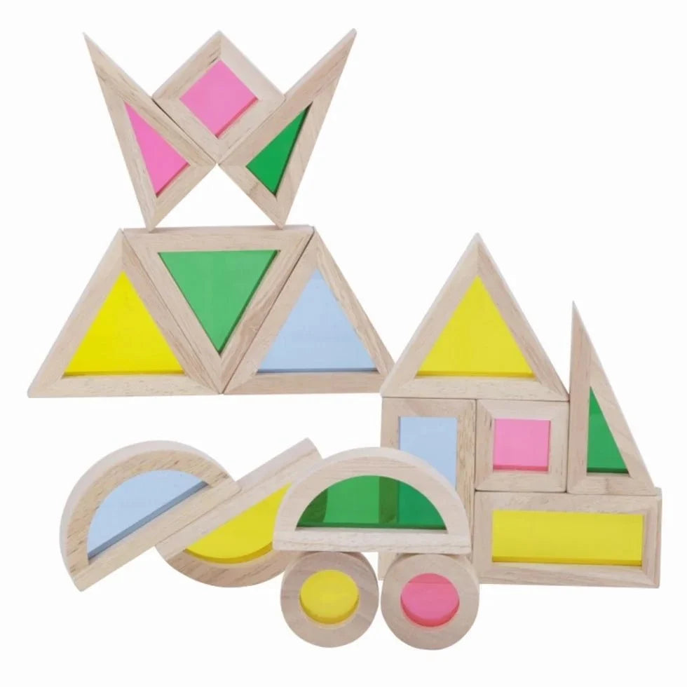 Wooden Acrylic Rainbow Building Blocks Toy (24 Pcs)