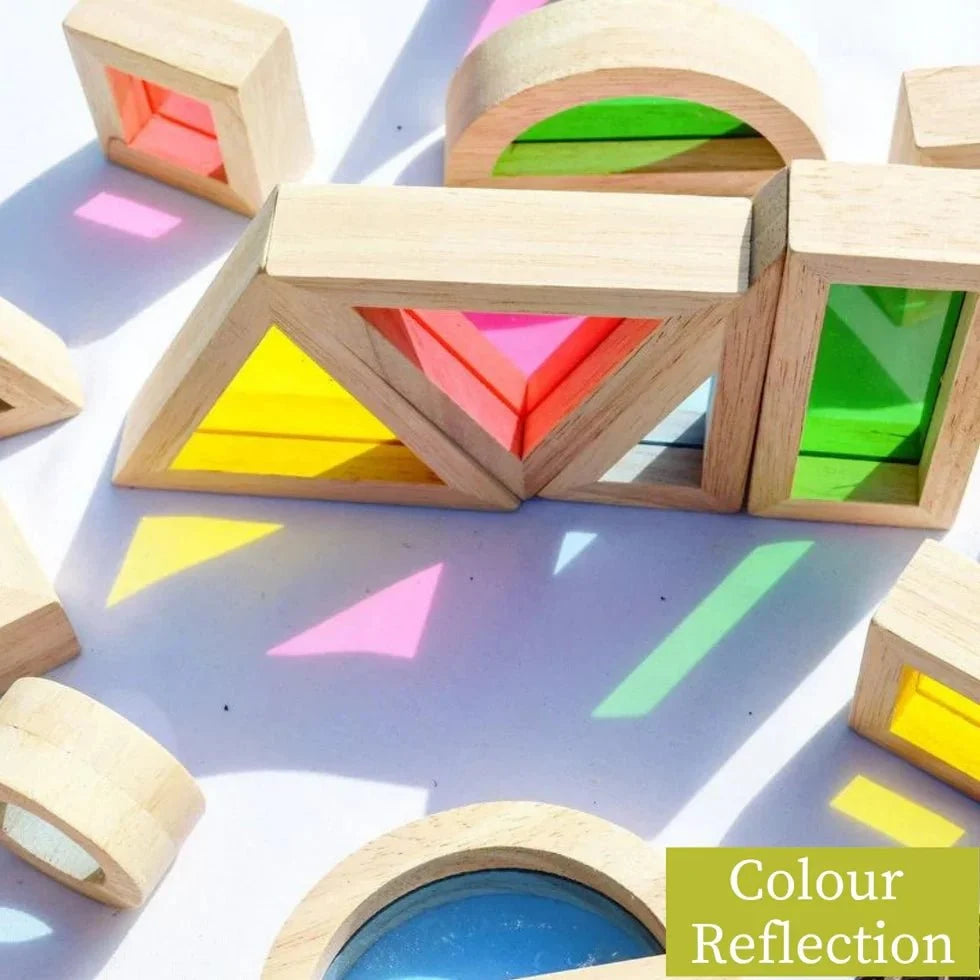 Wooden Acrylic Rainbow Building Blocks Toy (24 Pcs)