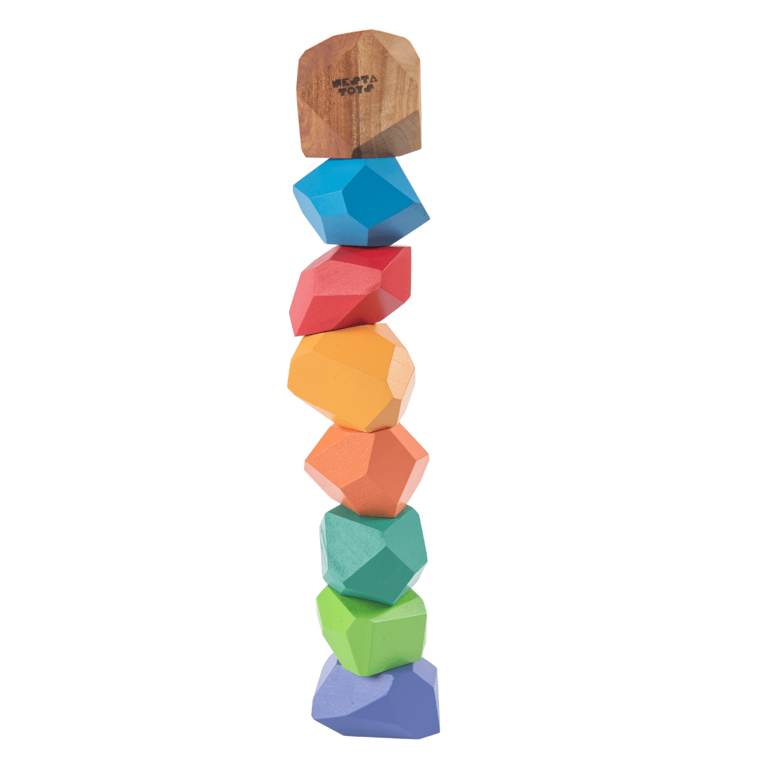 Wooden Stone Balancing Blocks |  Rainbow Stacking Sensory Toy (8 Pcs)