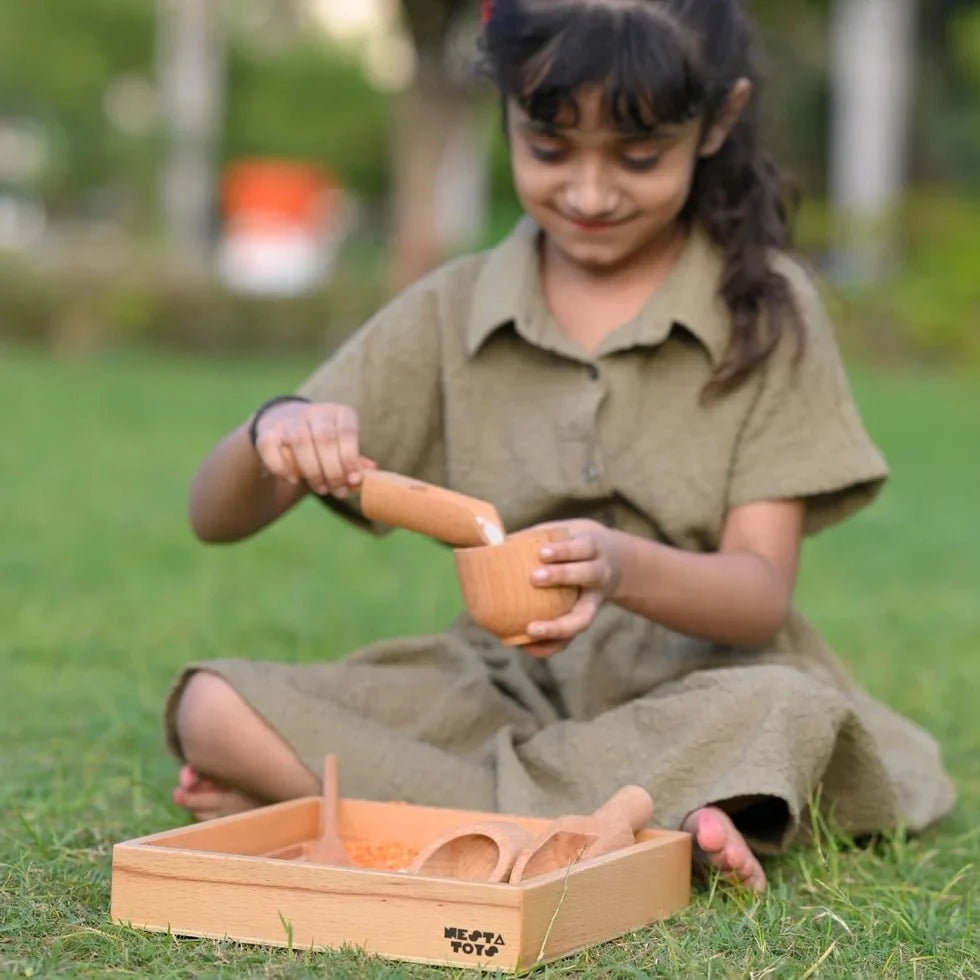 Wooden Sensory Bin Tools for Kids (6 Pcs) - Free Gift