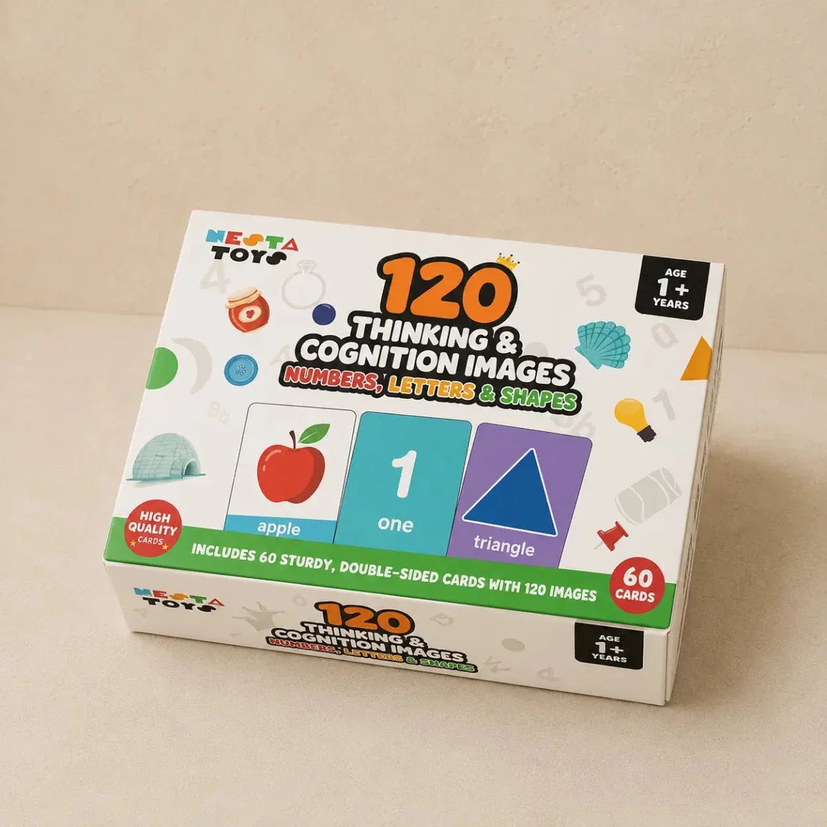 Numbers, Letters, Colors & Shapes (120 Images, 60 Cards)