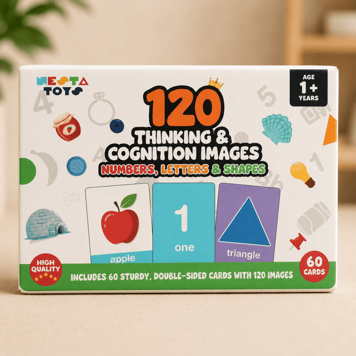 Numbers, Letters, Colors & Shapes (120 Images, 60 Cards)