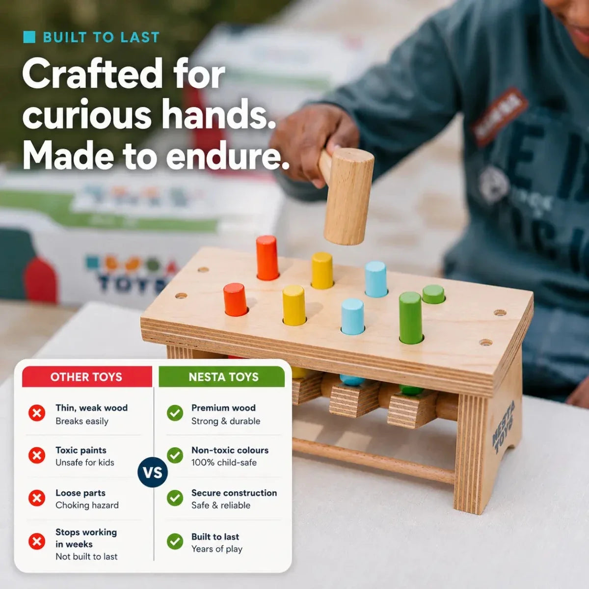 Pounding Bench Wooden Toy with Hammer