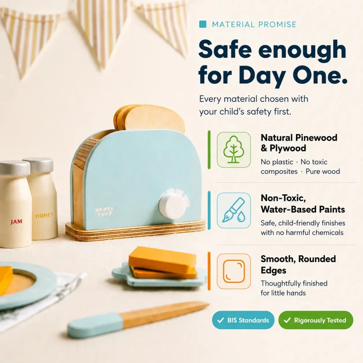 Wooden Bread Pop-up Toaster Toy (Blue)