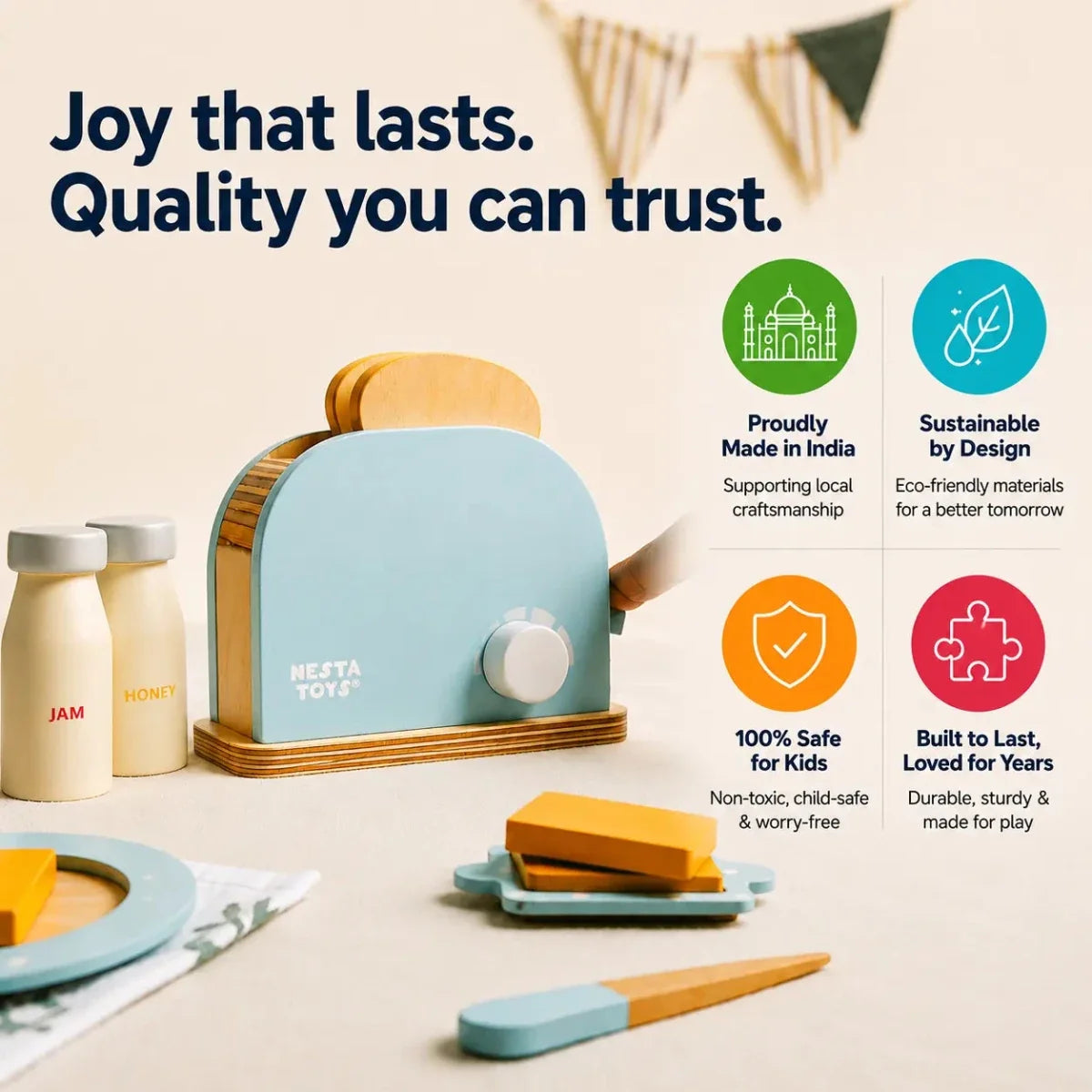 Wooden Bread Pop-up Toaster Toy (Blue)