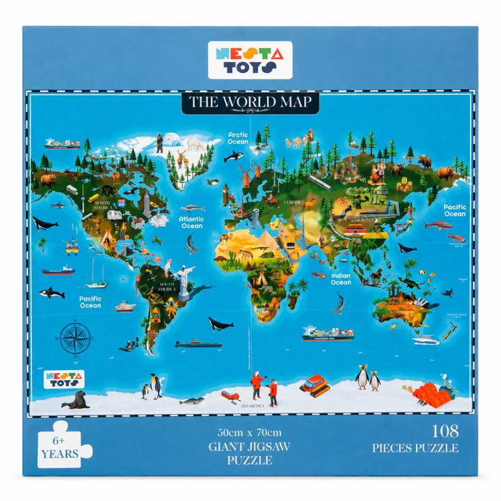 World Map Jigsaw Puzzle (108 Jumbo Pieces)