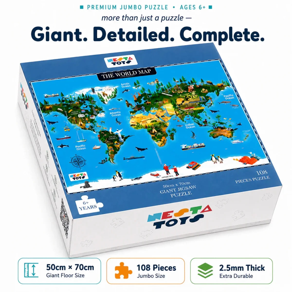 World Map Jigsaw Puzzle (108 Jumbo Pieces)