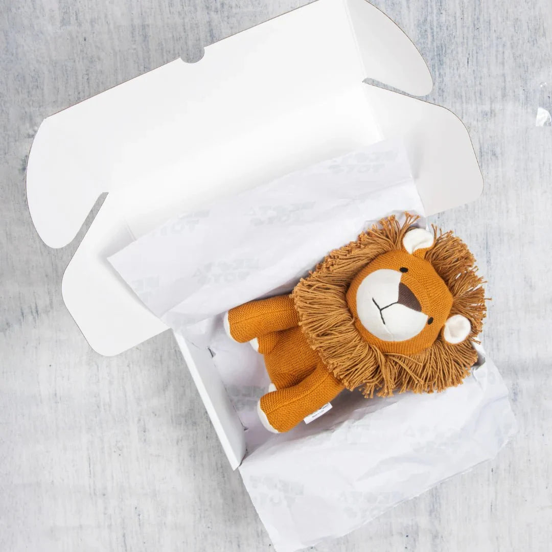 Leo the Lion | Knitted Cotton Animal Plush Toy for Kids